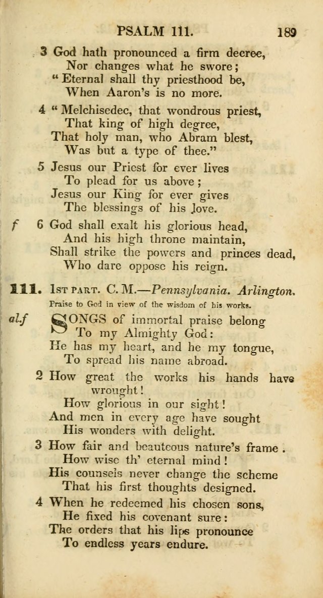 Psalms and Hymns, Adapted to Public Worship: and approved by the General Assembly of the Presbyterian Church in the United States of America: the latter being arranged according to subjects... page 189