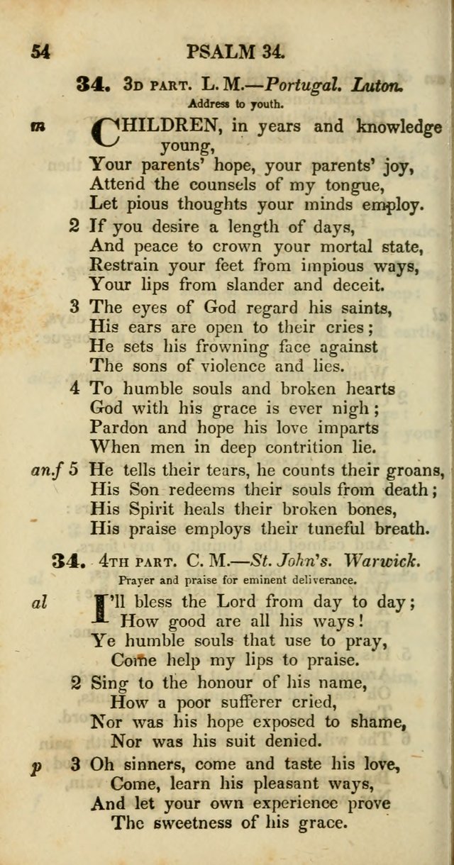 Psalms and Hymns, Adapted to Public Worship: and approved by the General Assembly of the Presbyterian Church in the United States of America: the latter being arranged according to subjects... page 54