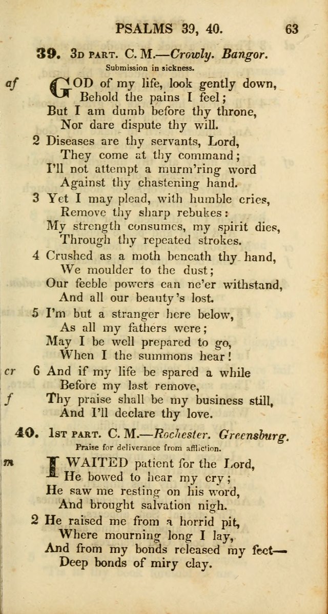 Psalms and Hymns, Adapted to Public Worship: and approved by the General Assembly of the Presbyterian Church in the United States of America: the latter being arranged according to subjects... page 63