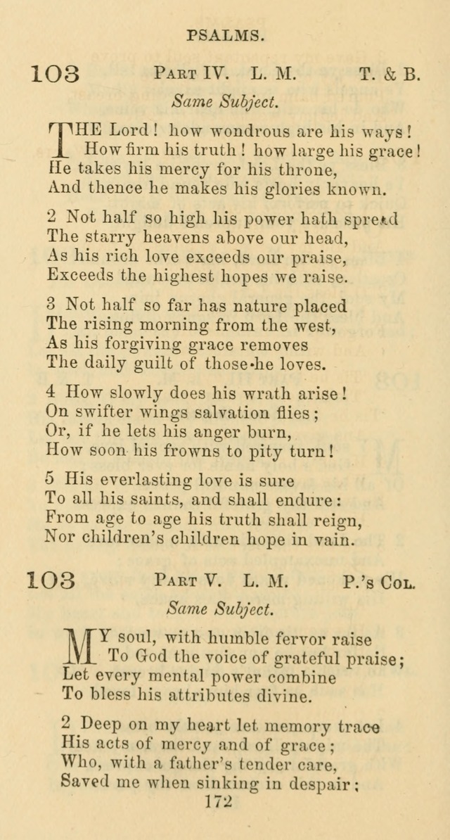 Psalms and Hymns: adapted to social, private and public worship in the Cumberland Presbyterian Chruch page 172