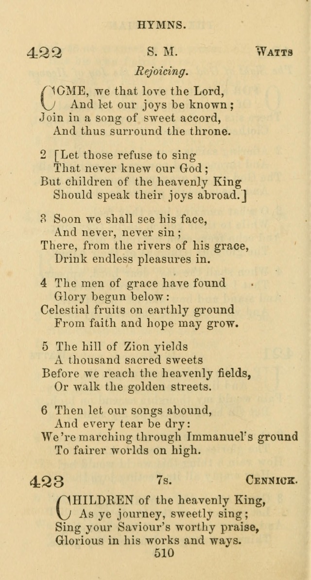 Psalms and Hymns: adapted to social, private and public worship in the Cumberland Presbyterian Chruch page 510