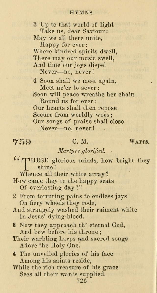 Psalms and Hymns: adapted to social, private and public worship in the Cumberland Presbyterian Chruch page 726
