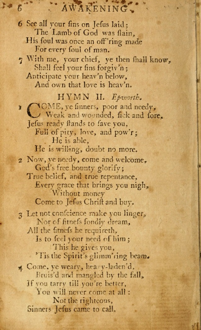A Pocket hymn-book, designed as a constant companion for the pious: collected from various authors (11th ed.) page 6