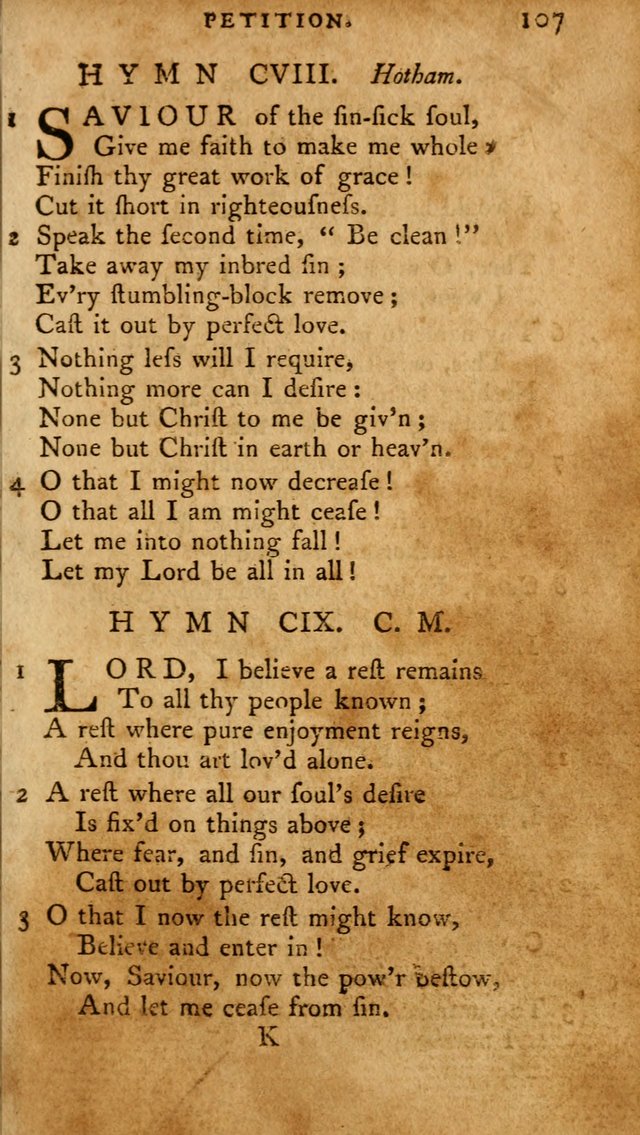 A Pocket Hymn Book, Designed as a Constant Companion for the Pious,  Collected from Various Authors. 28th ed. page 107