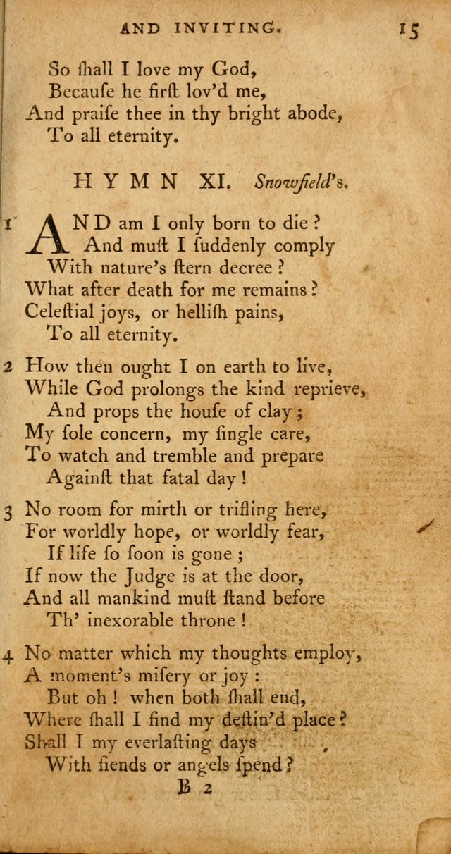 A Pocket Hymn Book, Designed as a Constant Companion for the Pious,  Collected from Various Authors. 28th ed. page 15