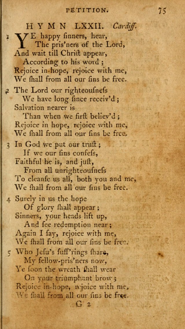A Pocket Hymn Book, Designed as a Constant Companion for the Pious,  Collected from Various Authors. 28th ed. page 75