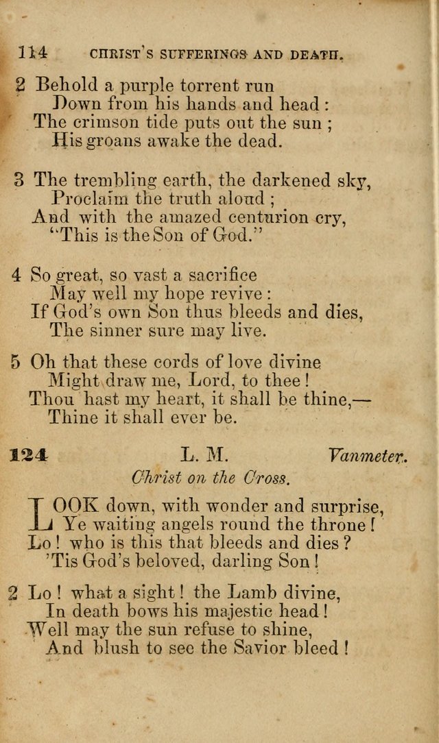 Pocket Hymns: original and selected. designed for the use of the regular Baptist church, and all who love our Lord Jesus Christ page 114