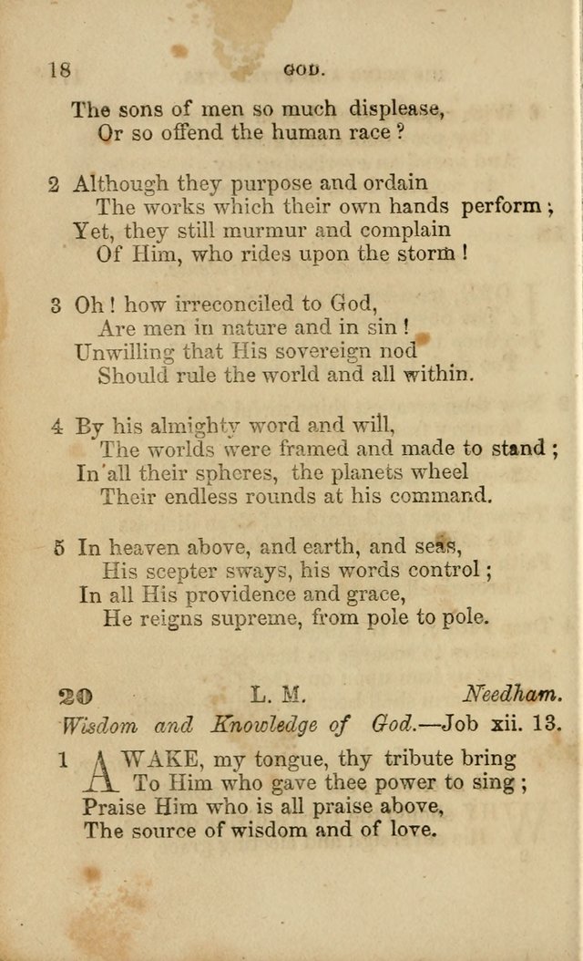 Pocket Hymns: original and selected. designed for the use of the regular Baptist church, and all who love our Lord Jesus Christ page 18