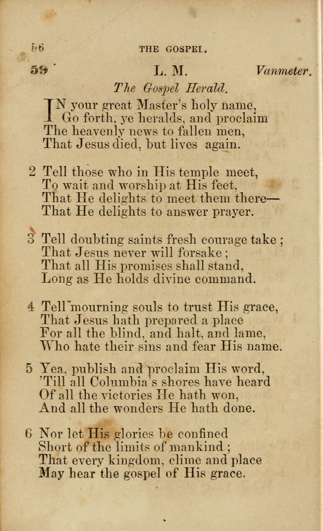 Pocket Hymns: original and selected. designed for the use of the regular Baptist church, and all who love our Lord Jesus Christ page 56