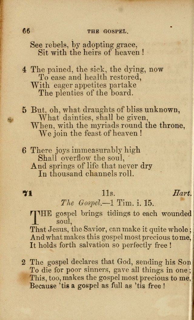Pocket Hymns: original and selected. designed for the use of the regular Baptist church, and all who love our Lord Jesus Christ page 66