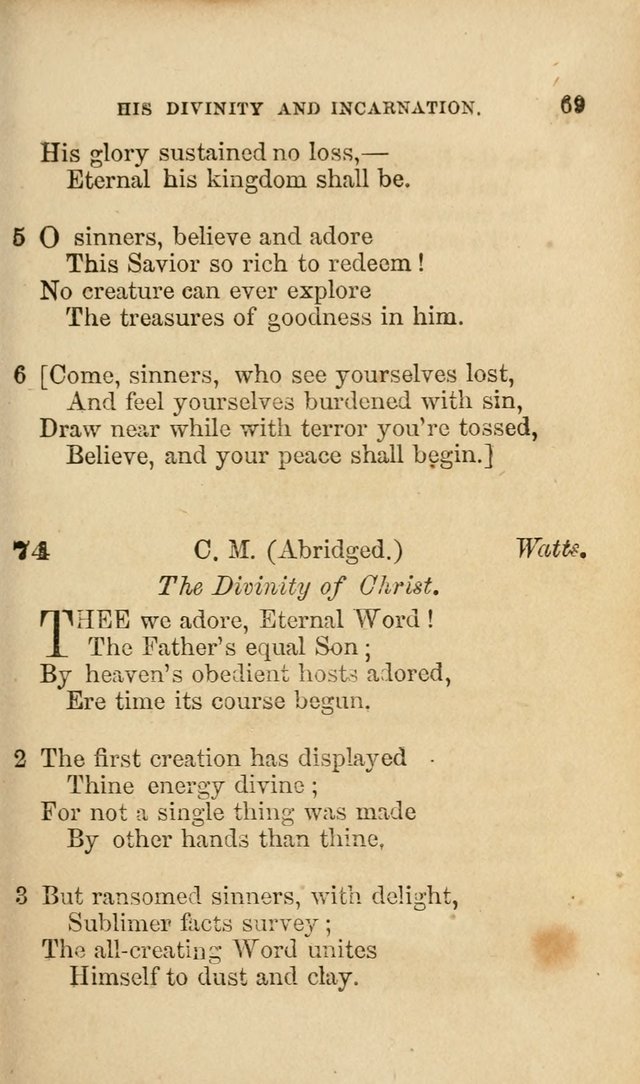 Pocket Hymns: original and selected. designed for the use of the regular Baptist church, and all who love our Lord Jesus Christ page 69