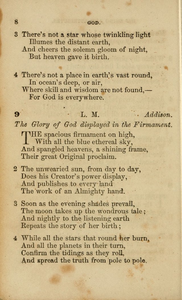 Pocket Hymns: original and selected. designed for the use of the regular Baptist church, and all who love our Lord Jesus Christ page 8