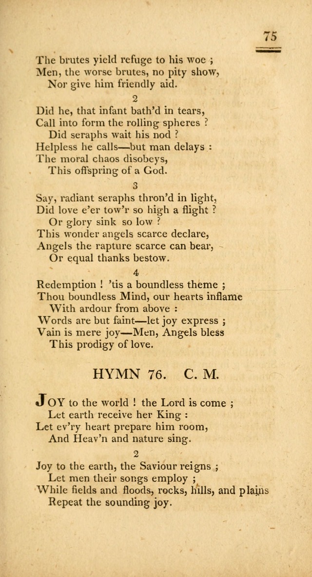 Psalms, Hymns and Spiritual Songs: selected and designed for the use of  the church universal, in public and private devotion; with an appendix, containing the original hymns omitted in the last ed. page 75