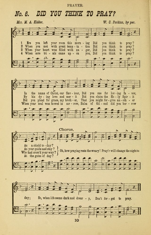 Prayer and Praise: or Hymns and Tunes for Prayer Meetings, Praise Meetings, Experience Meetings, Revivals, Missionary Meetings and all special occasions of Christian work and worship page 10