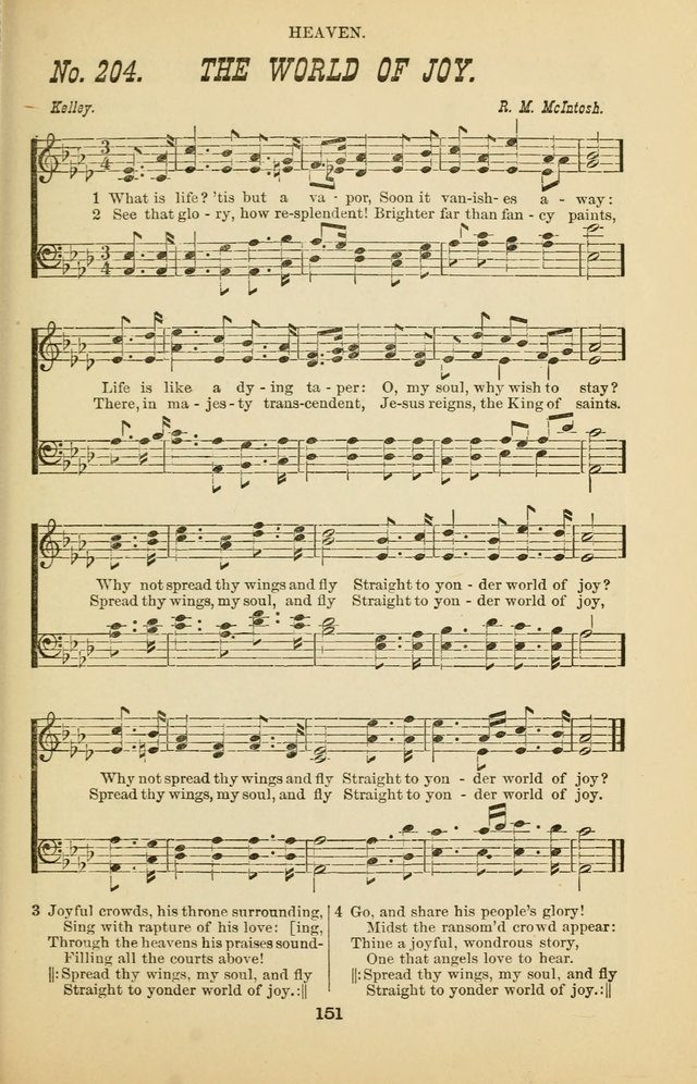 Prayer and Praise: or Hymns and Tunes for Prayer Meetings, Praise Meetings, Experience Meetings, Revivals, Missionary Meetings and all special occasions of Christian work and worship page 151