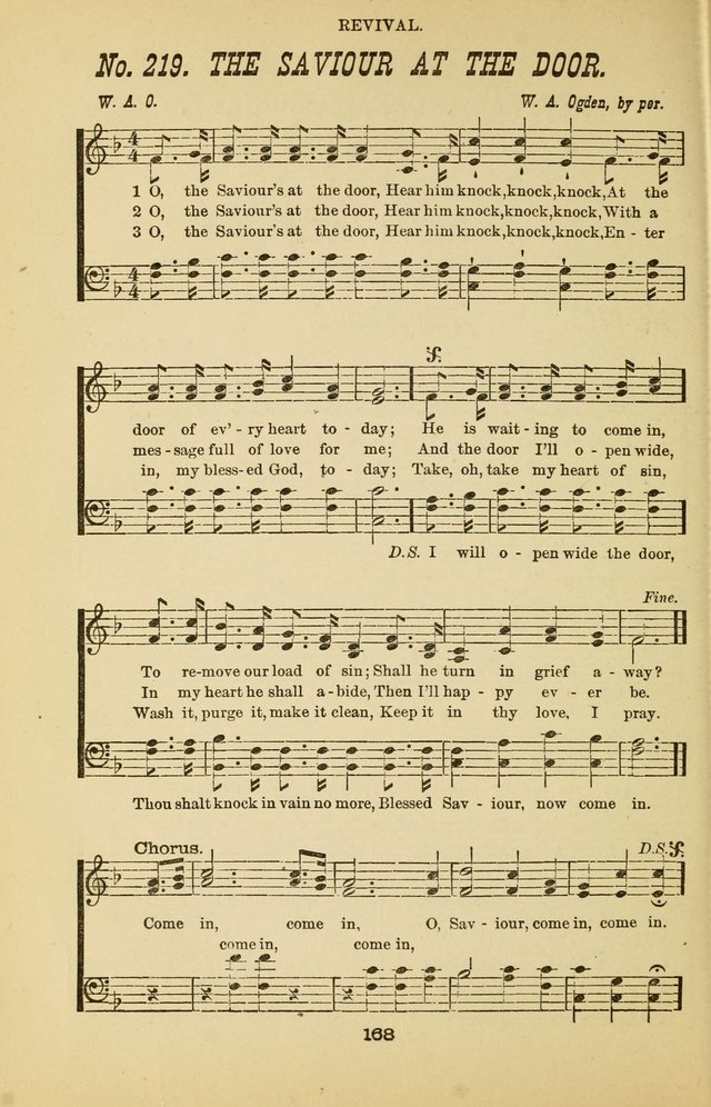 Prayer and Praise: or Hymns and Tunes for Prayer Meetings, Praise Meetings, Experience Meetings, Revivals, Missionary Meetings and all special occasions of Christian work and worship page 168