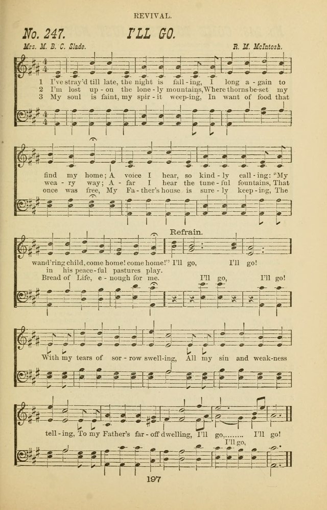 Prayer and Praise: or Hymns and Tunes for Prayer Meetings, Praise Meetings, Experience Meetings, Revivals, Missionary Meetings and all special occasions of Christian work and worship page 197