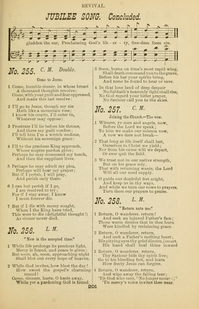 Prayer and Praise: or Hymns and Tunes for Prayer Meetings, Praise Meetings, Experience Meetings, Revivals, Missionary Meetings and all special occasions of Christian work and worship page 201
