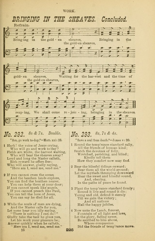 Prayer and Praise: or Hymns and Tunes for Prayer Meetings, Praise Meetings, Experience Meetings, Revivals, Missionary Meetings and all special occasions of Christian work and worship page 225