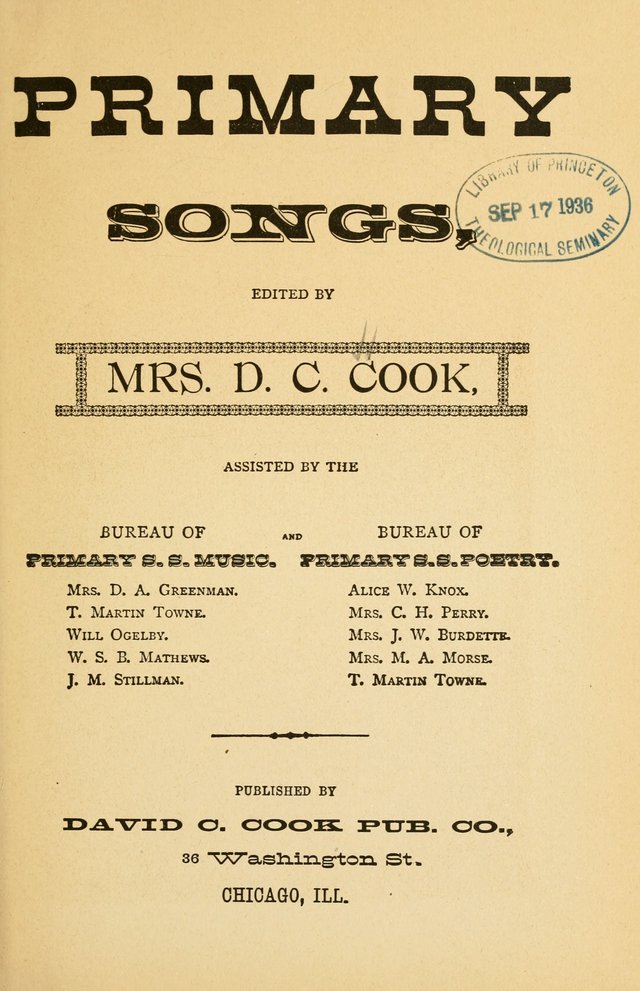 Primary Songs page v