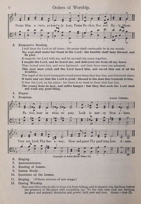 Praise and Service Songs for Sunday Schools page vii