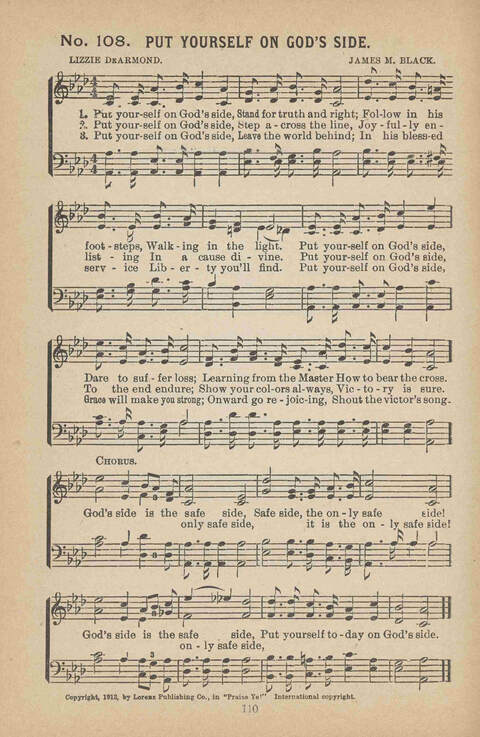 Praise Ye: a collection of sacred songs page 110
