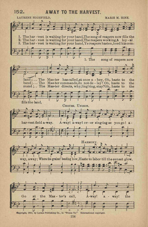Praise Ye: a collection of sacred songs page 154