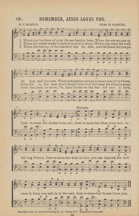 Praise Ye: a collection of sacred songs page 20
