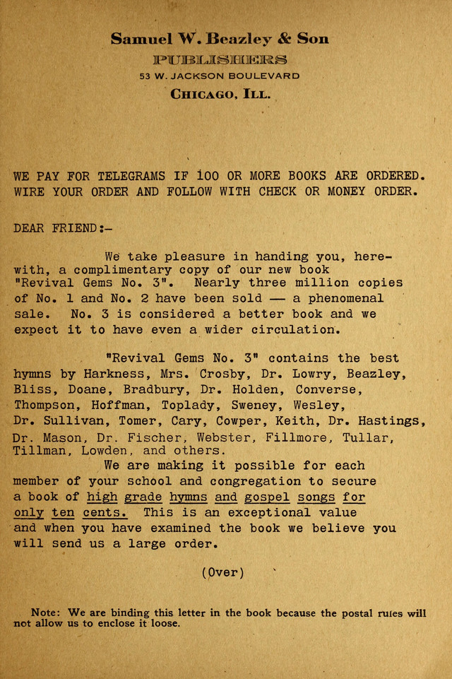 Revival Gems No. 3: A Great Collection in a Modest Book page ii