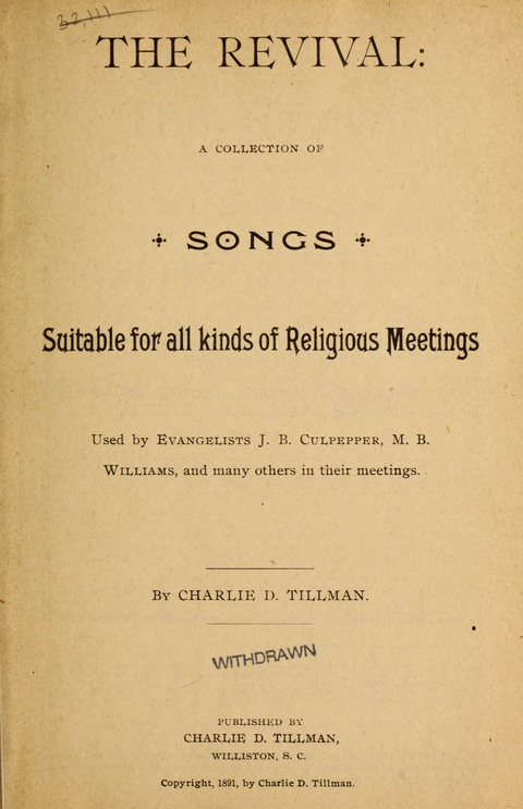 The Revival: suitable for all kinds of religious meetings page iv