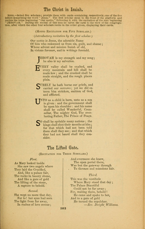 Recitations Song and Story: for Sunday and day schools, primary and intermediate Departments page 103