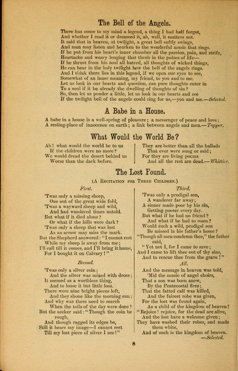 Recitations Song and Story: for Sunday and day schools, primary and intermediate Departments page 8