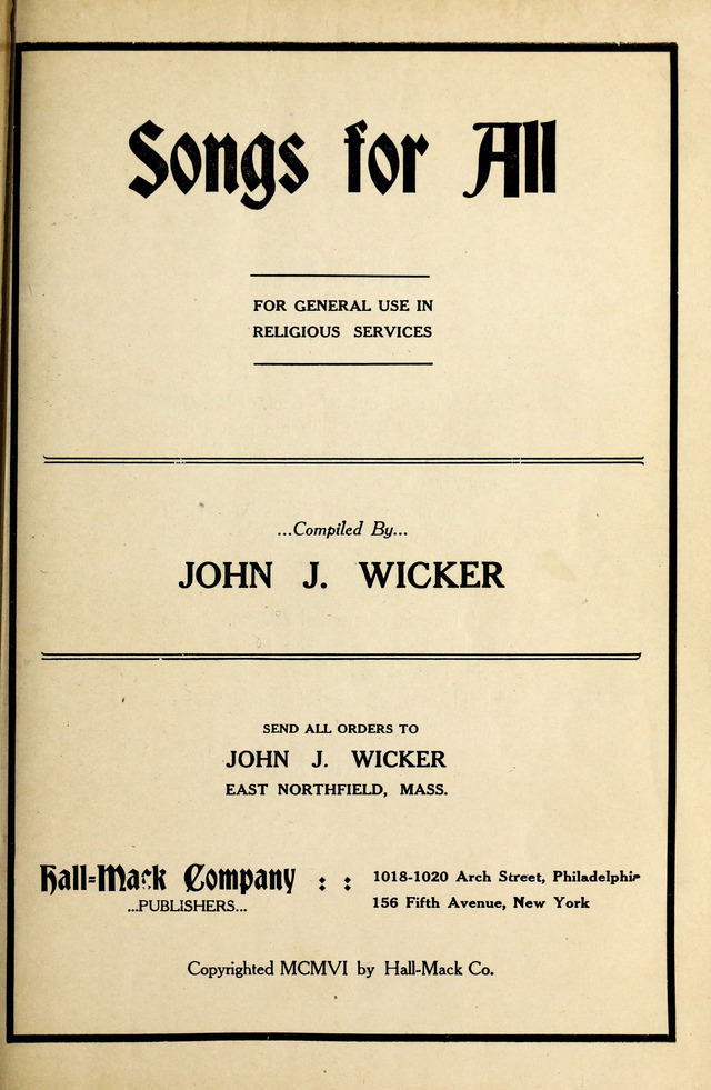 Songs for All page ii