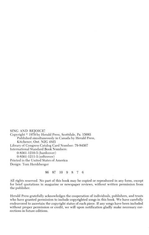Sing and Rejoice!: new hymns for congregations page ii