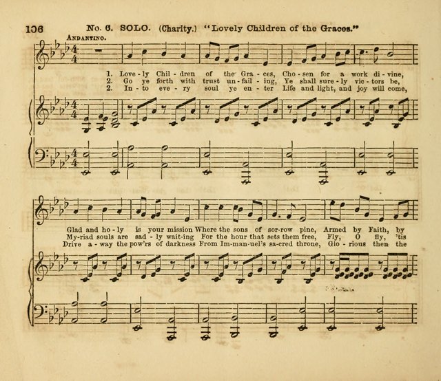 The Silver Chime: a cluster of Sabbath school melodies, tunes, sentences, chants, etc., for the use of children and teachers in their school exercises, devotions, and recreations, to which is added... page 106