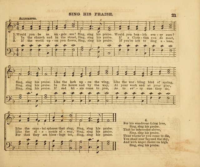 The Silver Chime: a cluster of Sabbath school melodies, tunes, sentences, chants, etc., for the use of children and teachers in their school exercises, devotions, and recreations, to which is added... page 19