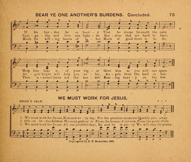 Sabbath Carols: a compilation of original, new, and beautiful music specially adapted for the Sabbath School (also an excellent book for Praise Meetings, Social Gatherings, and the Home Circle) page 75