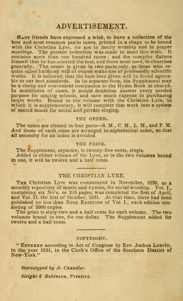 Supplement to the Christian lyre: containing more than one hundred psalm tunes, such as are most used in churches of all denominations page 9