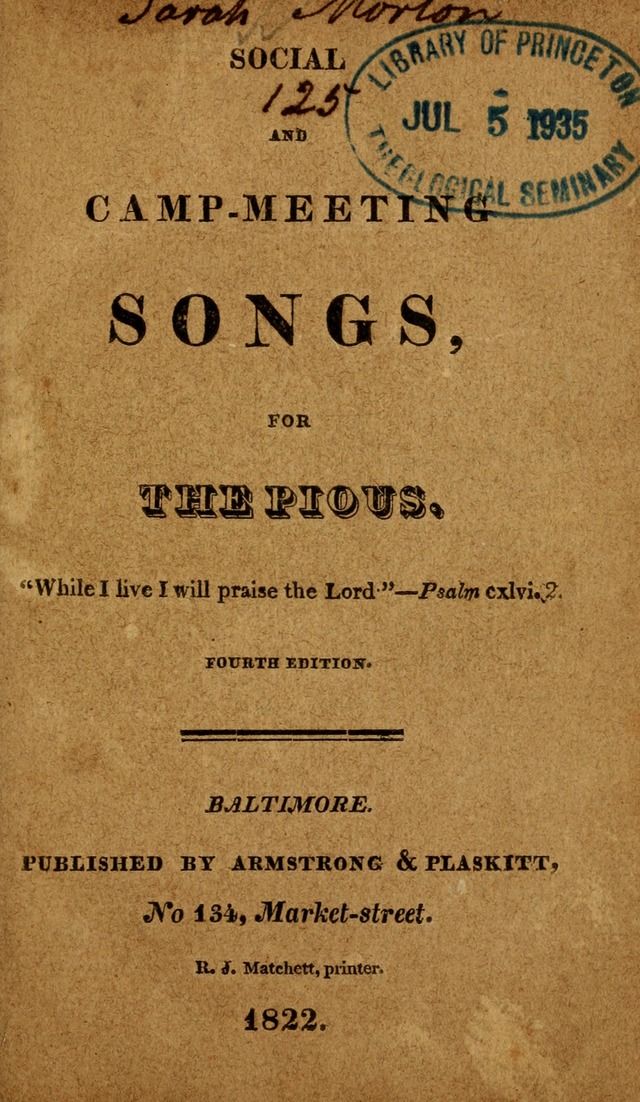 Social and Campmeeting Songs For the Pious (4th ed.) page 1