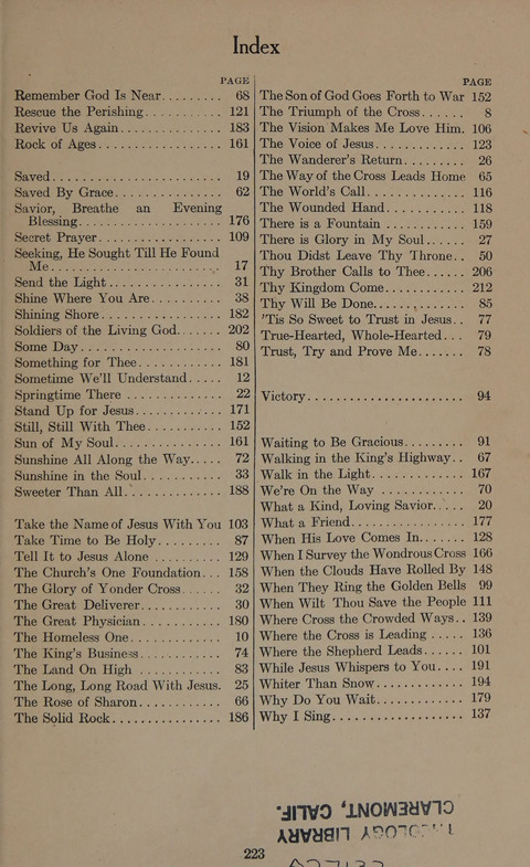 Songs of Conquest: for Use in Public Worship, Prayer Services, Camp Meetings, Evangelistic Campaigns, Young People
