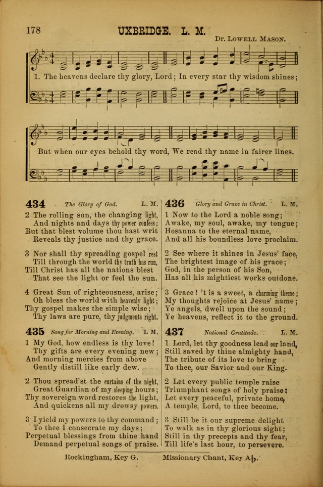 Songs of Devotion for Christian Assocations: a collection of psalms, hymns, spiritual songs, with music for chuch services, prayer and conference meetings, religious conventions, and family worship. page 178