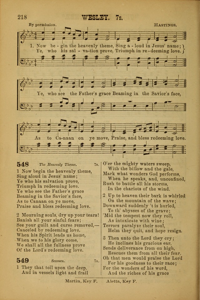 Songs of Devotion for Christian Assocations: a collection of psalms, hymns, spiritual songs, with music for chuch services, prayer and conference meetings, religious conventions, and family worship. page 218