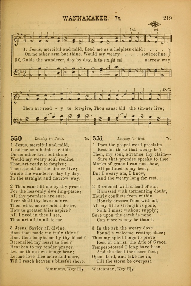 Songs of Devotion for Christian Assocations: a collection of psalms, hymns, spiritual songs, with music for chuch services, prayer and conference meetings, religious conventions, and family worship. page 219