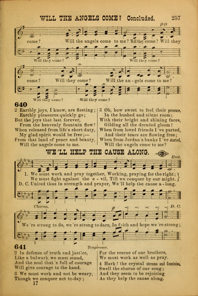 Songs of Devotion for Christian Assocations: a collection of psalms, hymns, spiritual songs, with music for chuch services, prayer and conference meetings, religious conventions, and family worship. page 257