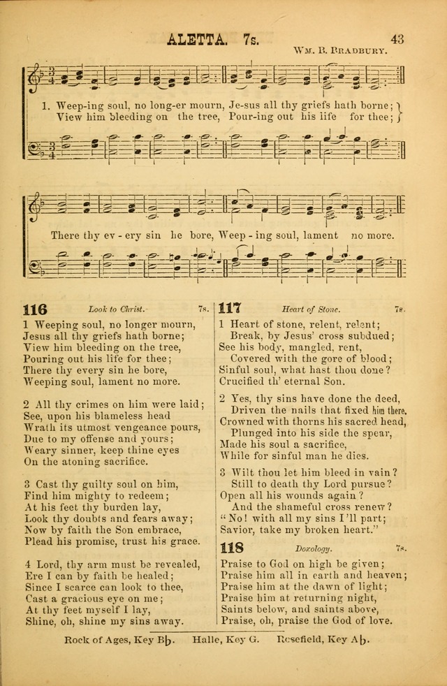 Songs of Devotion for Christian Assocations: a collection of psalms, hymns, spiritual songs, with music for chuch services, prayer and conference meetings, religious conventions, and family worship. page 43