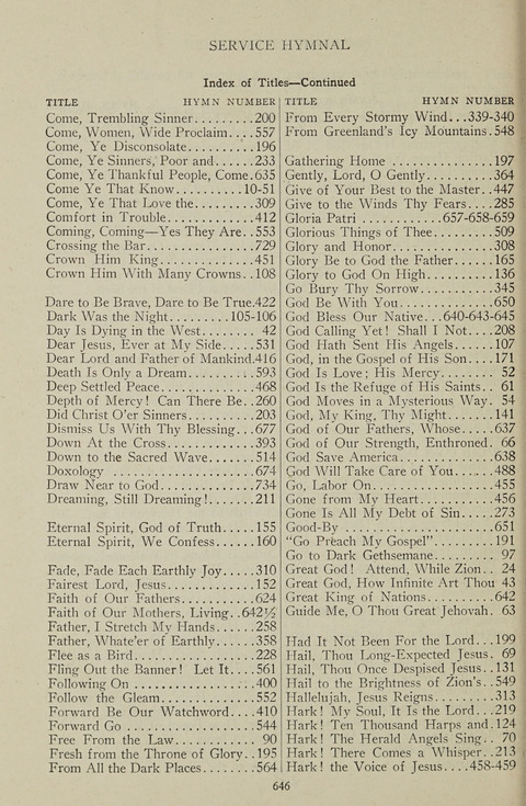 Service Hymnal: with responsive readings, appropriate for all Protestant religious activities page 638