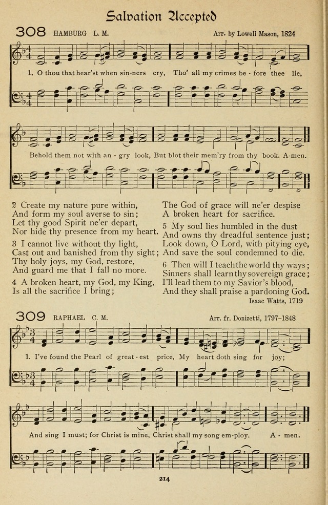 The Sanctuary Hymnal, published by Order of the General Conference of the United Brethren in Christ page 215