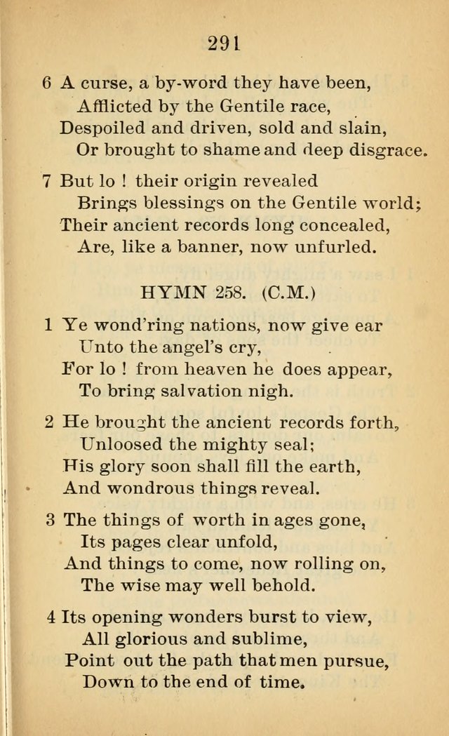 Sacred Hymns and Spiritual Songs for the Church of Jesus Christ of Latter-Day Saints (20th ed.) page 291