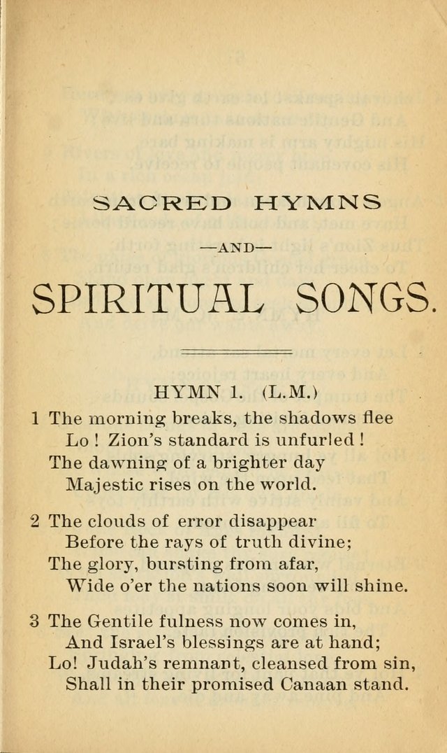 Sacred Hymns and Spiritual Songs for the Church of Jesus Christ of Latter-Day Saints (20th ed.) page 5