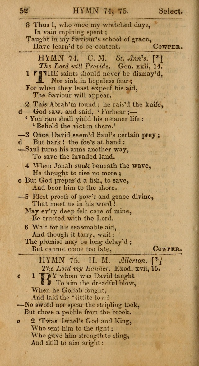 Select Hymns: the third part of Christian Psalmody; with directions for musical expression (Stereotype ed.) page 52